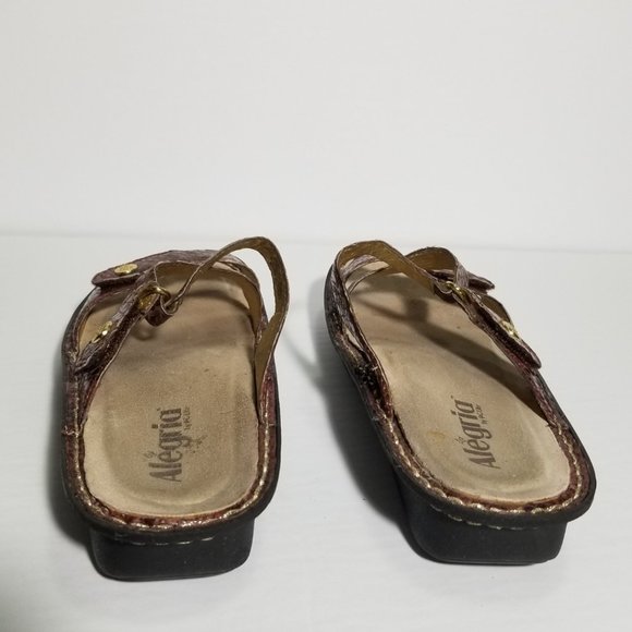 Alegria Red Snakeskin Embossed Slip On Venice Sandals - Picture 5 of 7